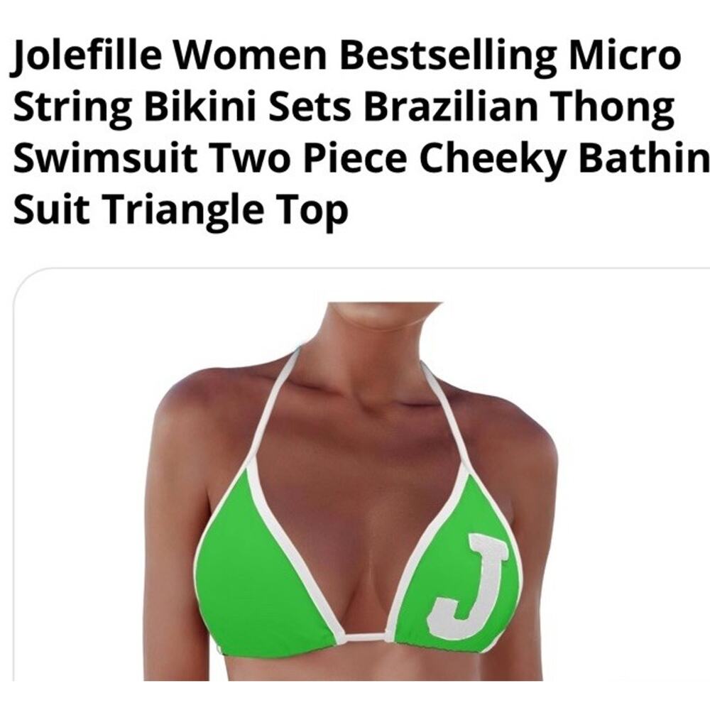 Jolefille Brazilian Style Thong Bikini-Sexy Triangle Two-Piece Swimsuit Green XL - Picture 14 of 14